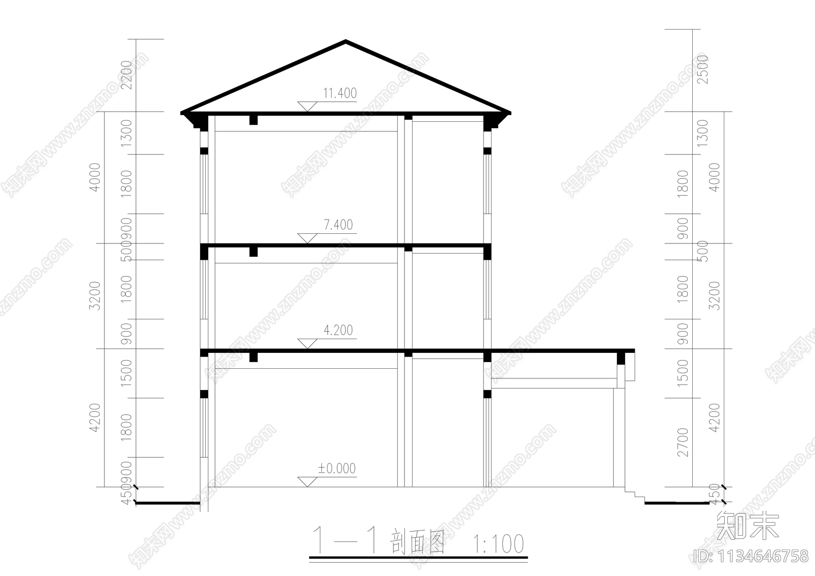 五百平村老年活动中心建筑cad施工图下载【ID:1134646758】