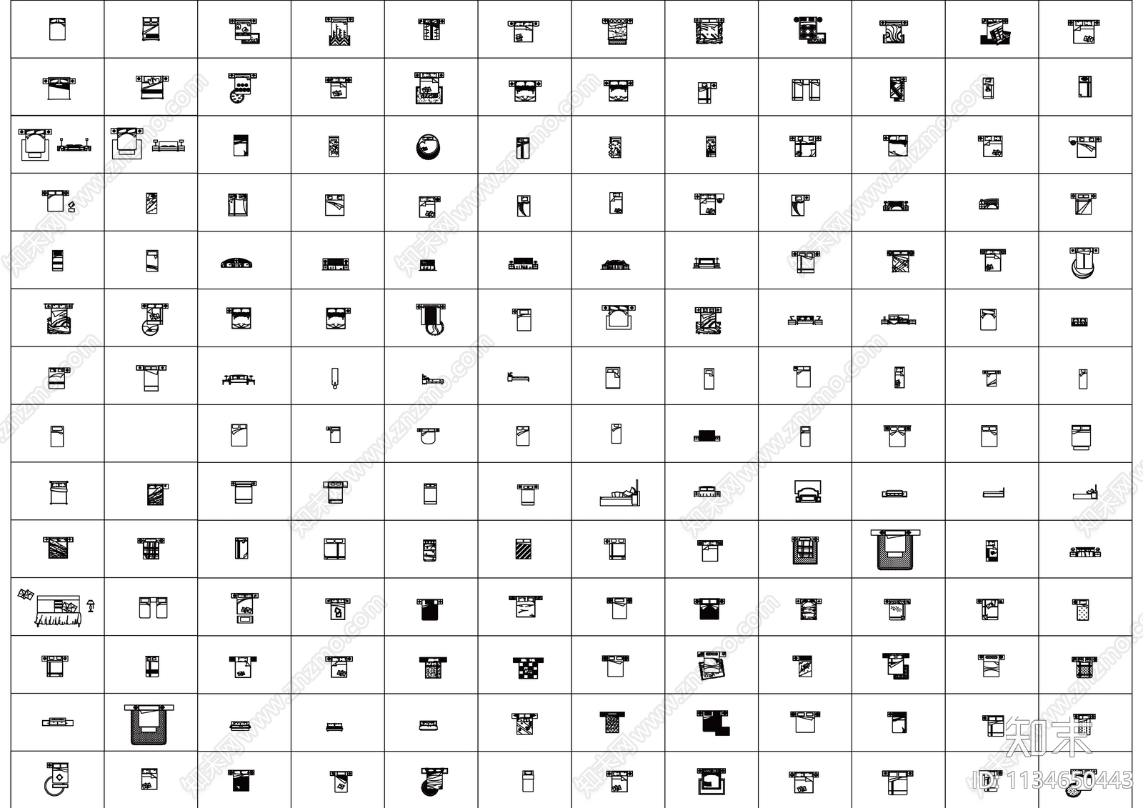 超全床具平面cad施工图下载【ID:1134650443】