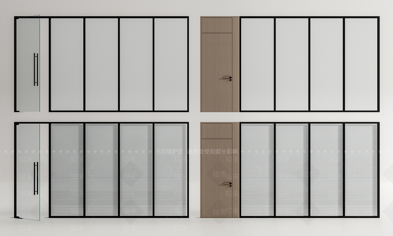 现代办公玻璃门3D模型下载【ID:1134654028】