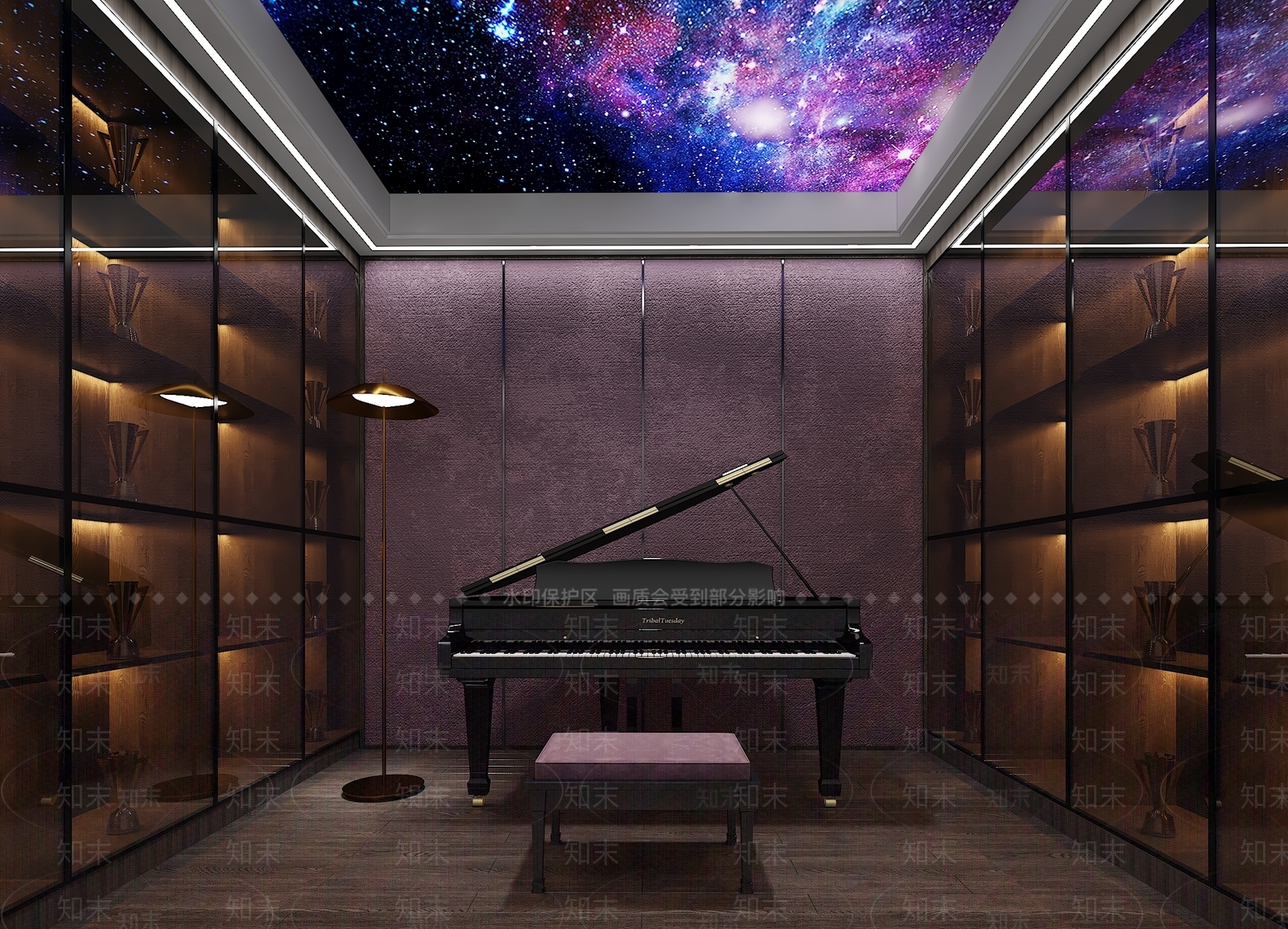 现代家居钢琴房3D模型下载【ID:1134656673】