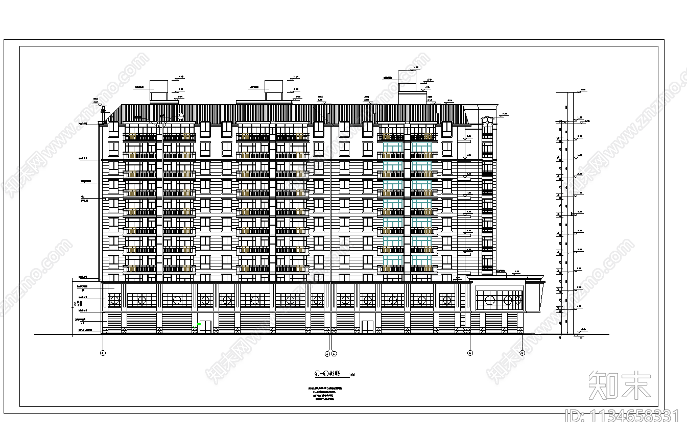 某高层住宅楼建筑cad施工图下载【ID:1134658331】