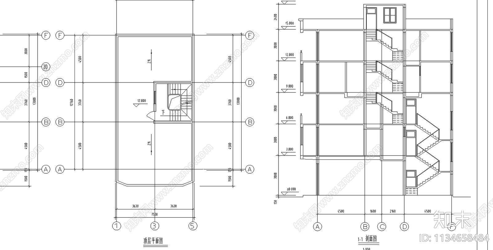 某私人住宅楼建筑cad施工图下载【ID:1134658484】