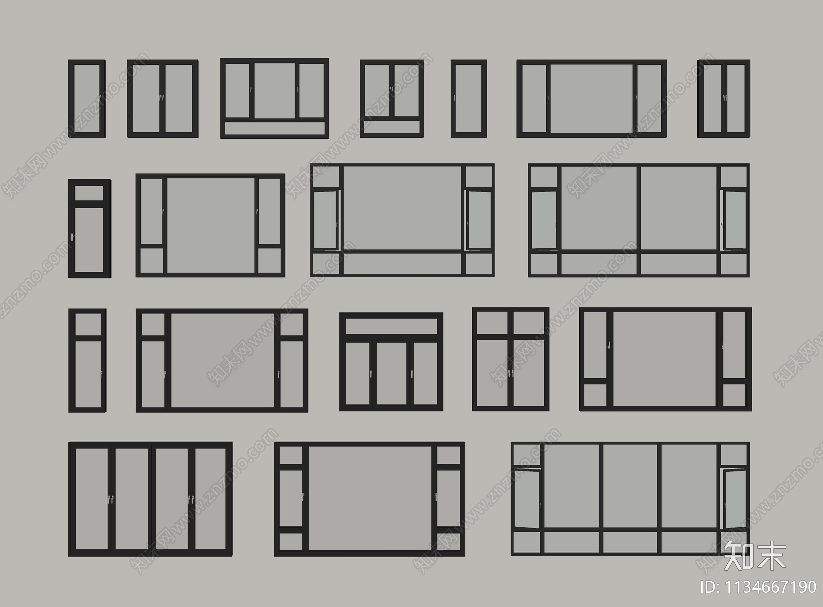 现代窗户SU模型下载【ID:1134667190】