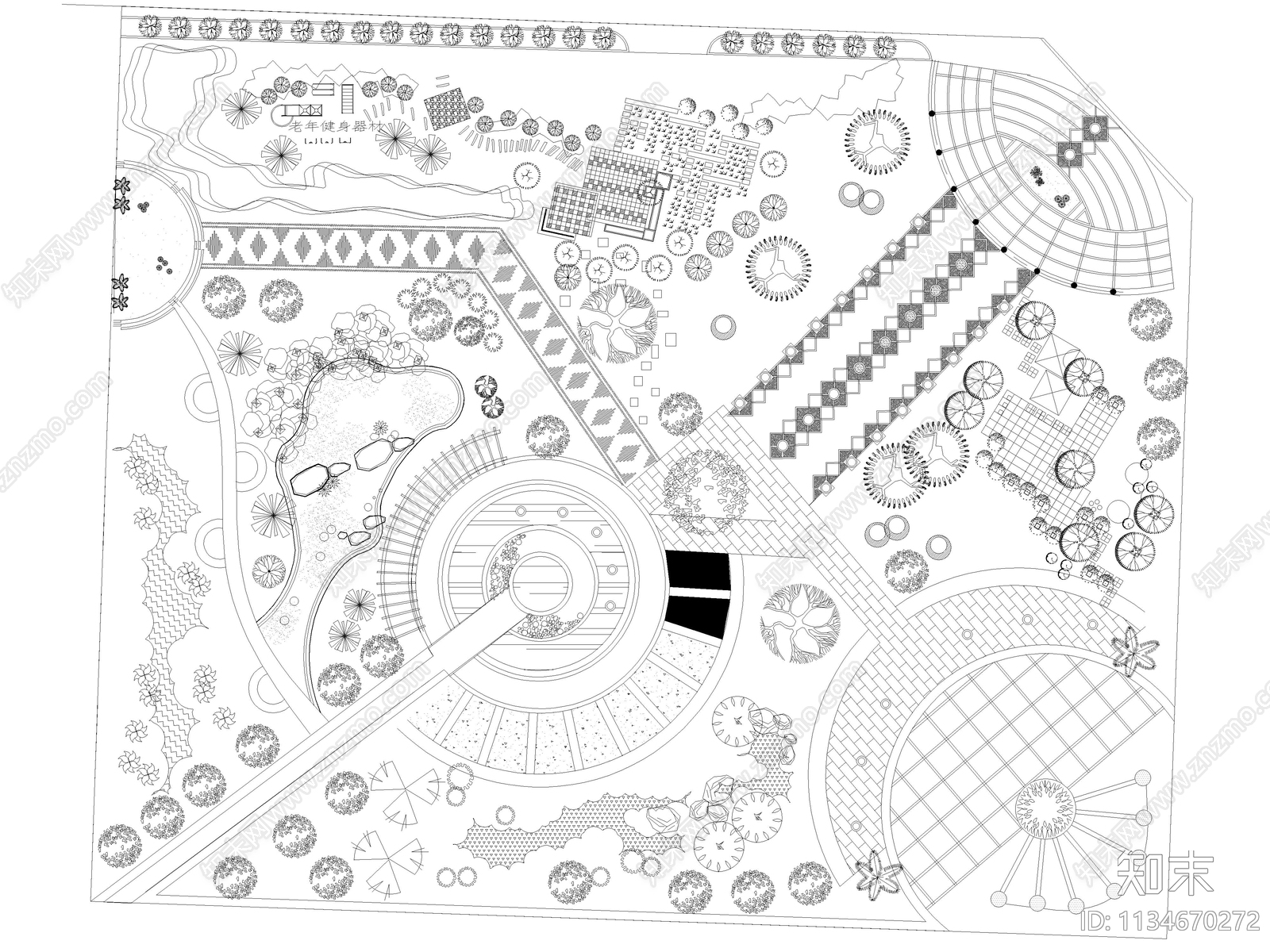 110套公园广场景观绿化平面图cad施工图下载【ID:1134670272】