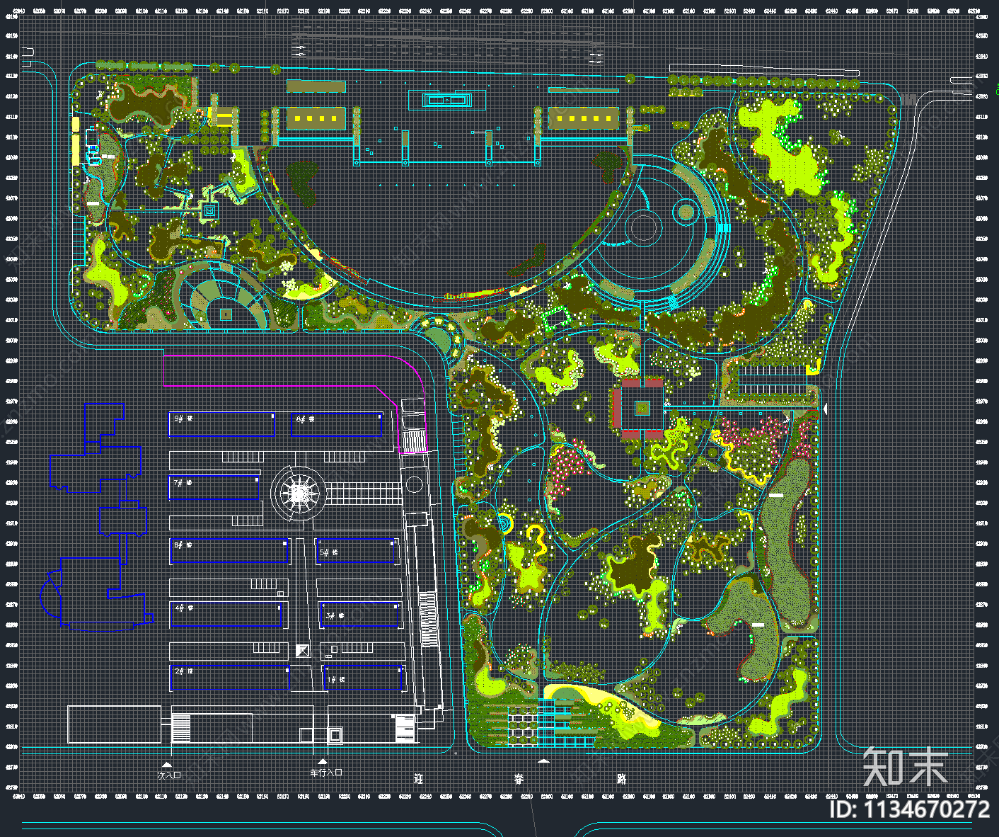 110套公园广场景观绿化平面图cad施工图下载【ID:1134670272】