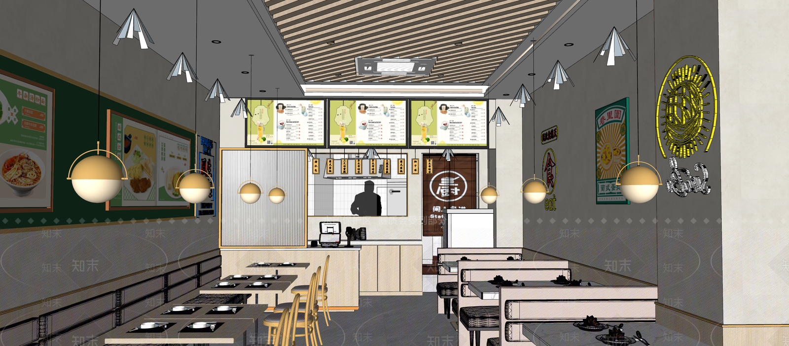 现代茶餐厅SU模型下载【ID:1134670152】