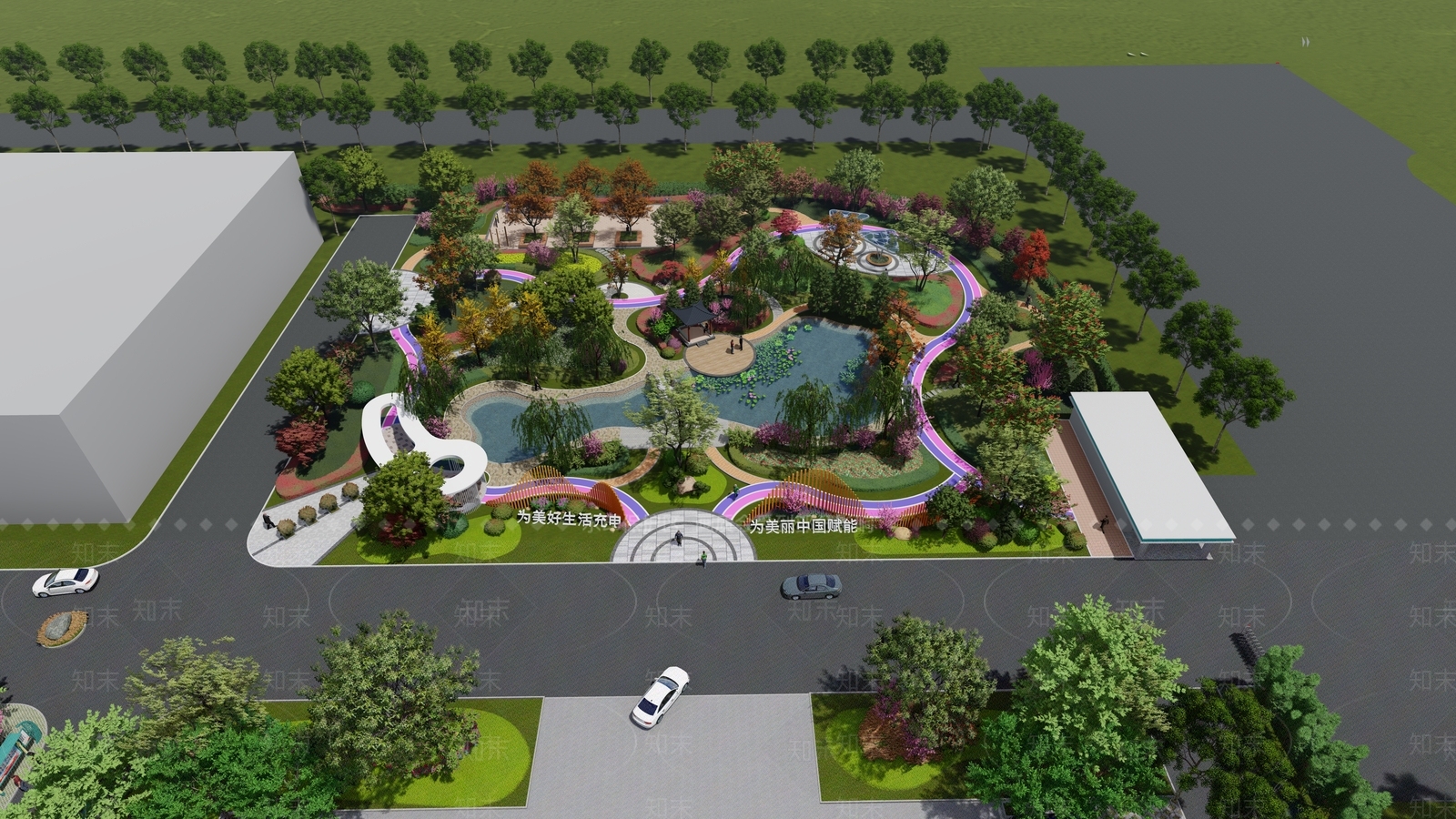 现代景观公园SU模型下载【ID:1134674581】