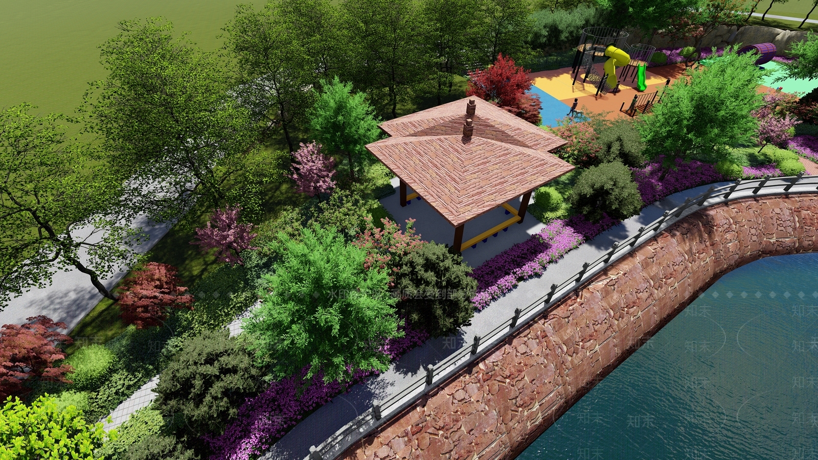 现代景观公园SU模型下载【ID:1134675153】