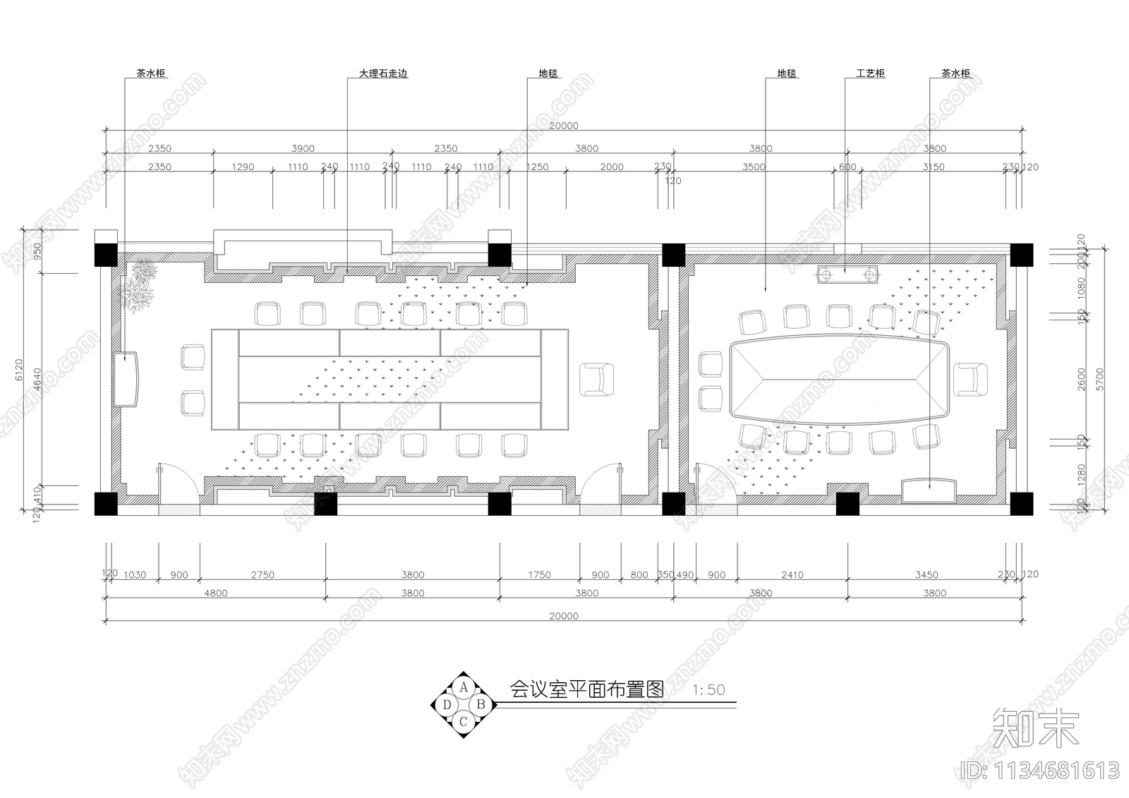 会议室装修cad施工图下载【ID:1134681613】