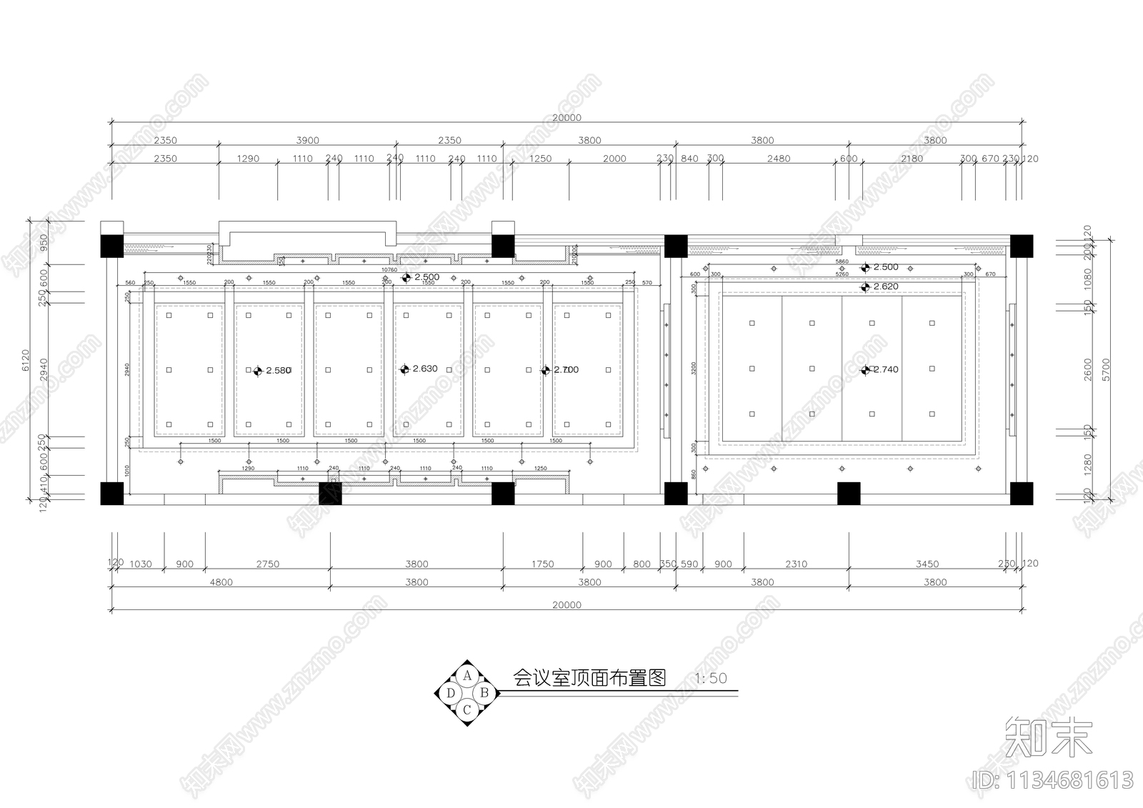 会议室装修cad施工图下载【ID:1134681613】