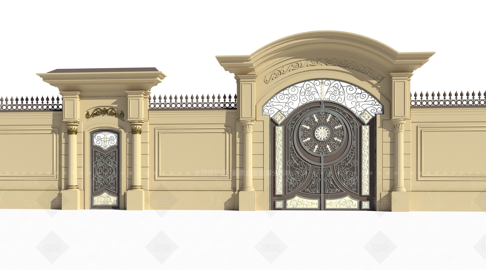 欧式古典庭院大门SU模型下载【ID:1134682373】