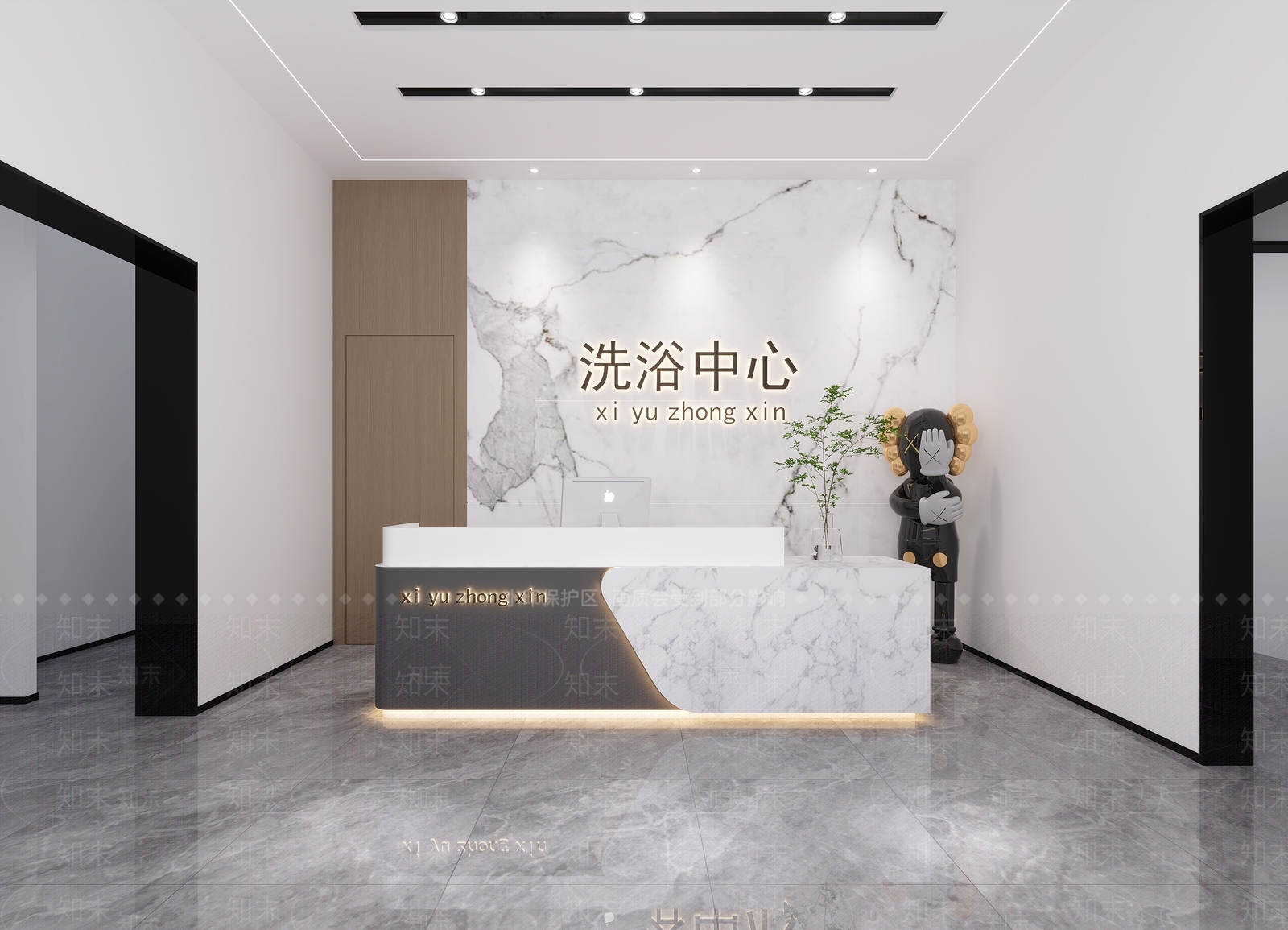 现代洗浴中心前台3D模型下载【ID:1134684637】