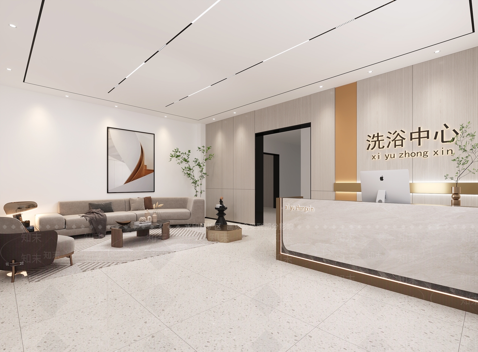 现代洗浴中心前台3D模型下载【ID:1134684637】