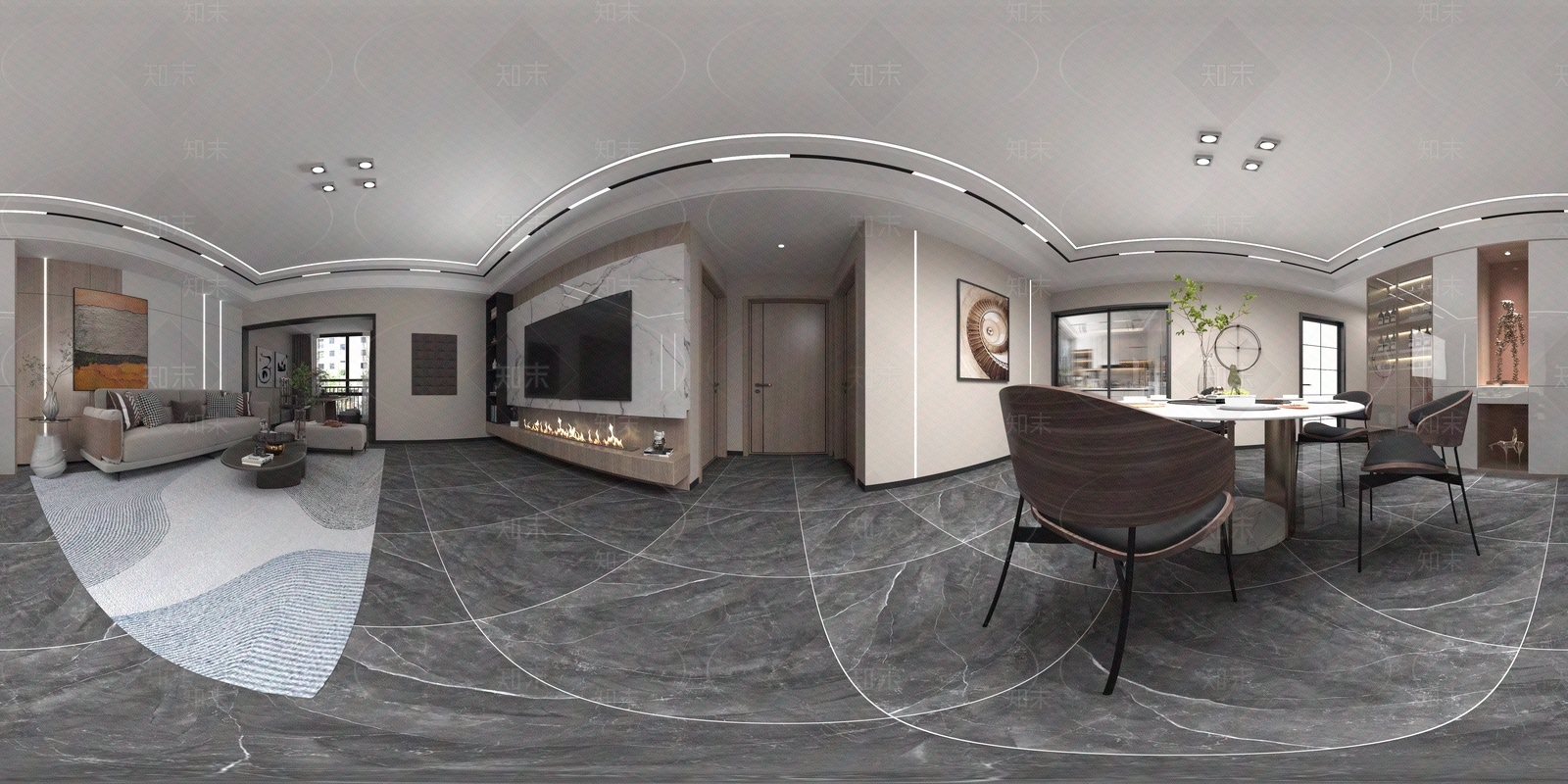 HDR现代风格客餐厅贴图下载【ID:1134691348】