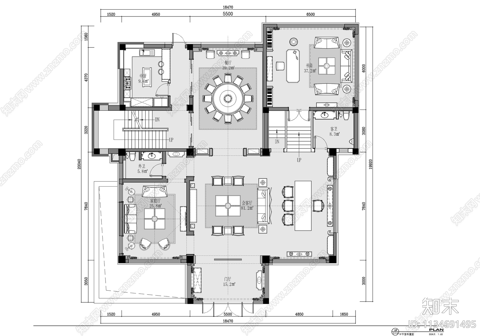 四层别墅室内施工图下载【ID:1134691495】