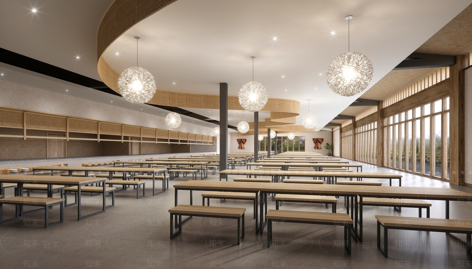 现代学校食堂SU模型下载【ID:1134959820】