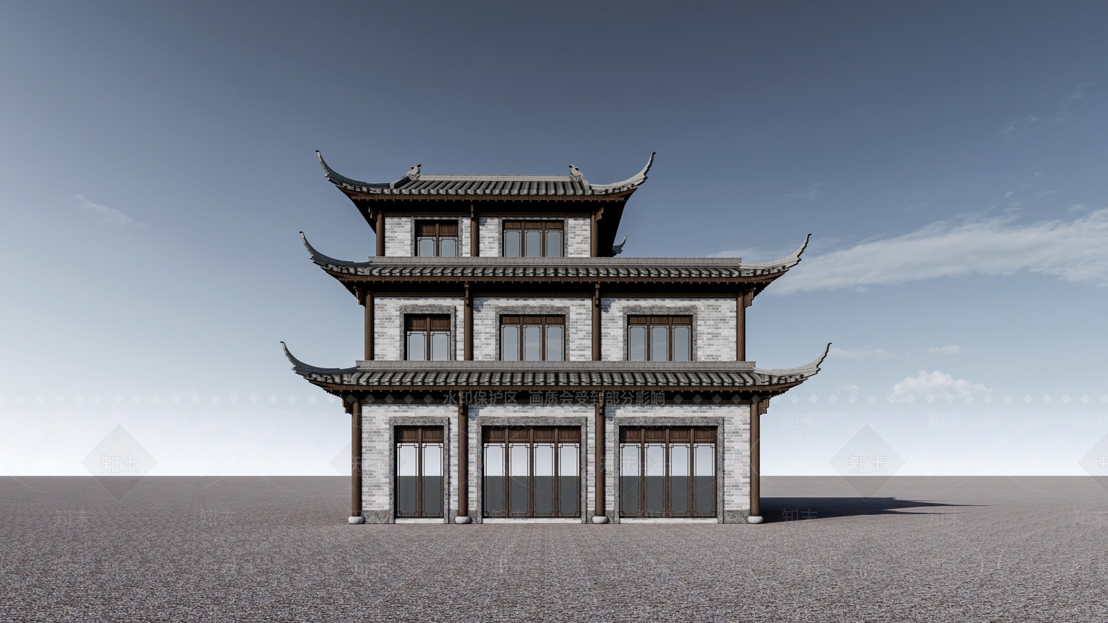 中式古建筑SU模型下载【ID:1134699835】