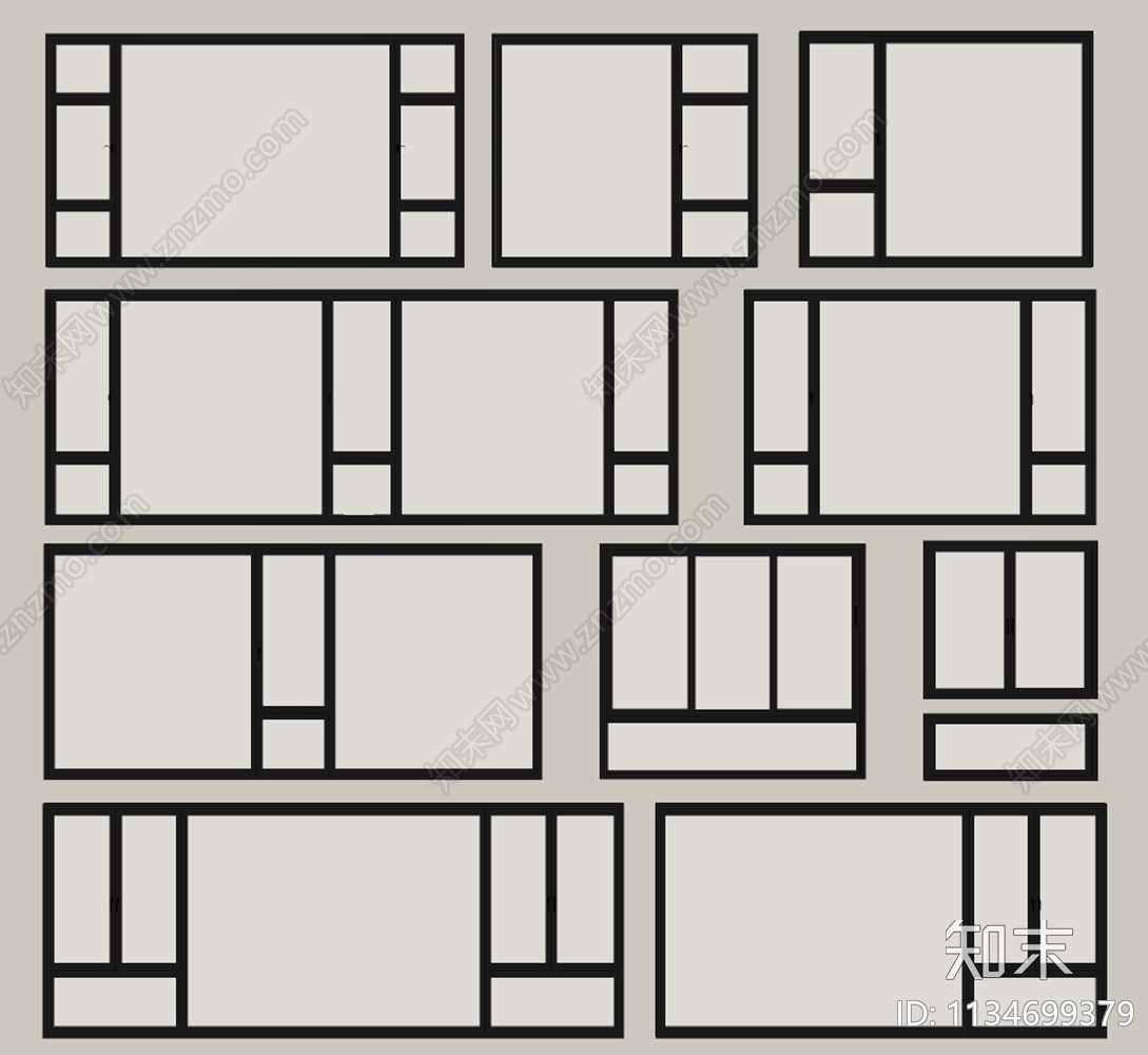 现代窗户组合SU模型下载【ID:1134699379】