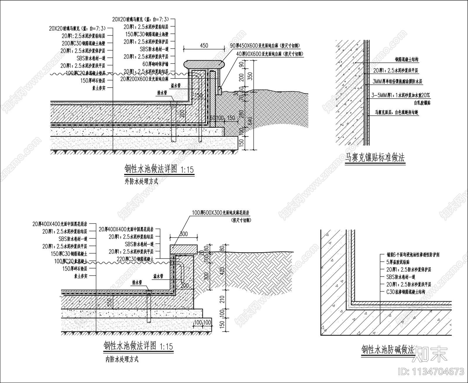 钢性水系叠水做法施工图下载【ID:1134704673】