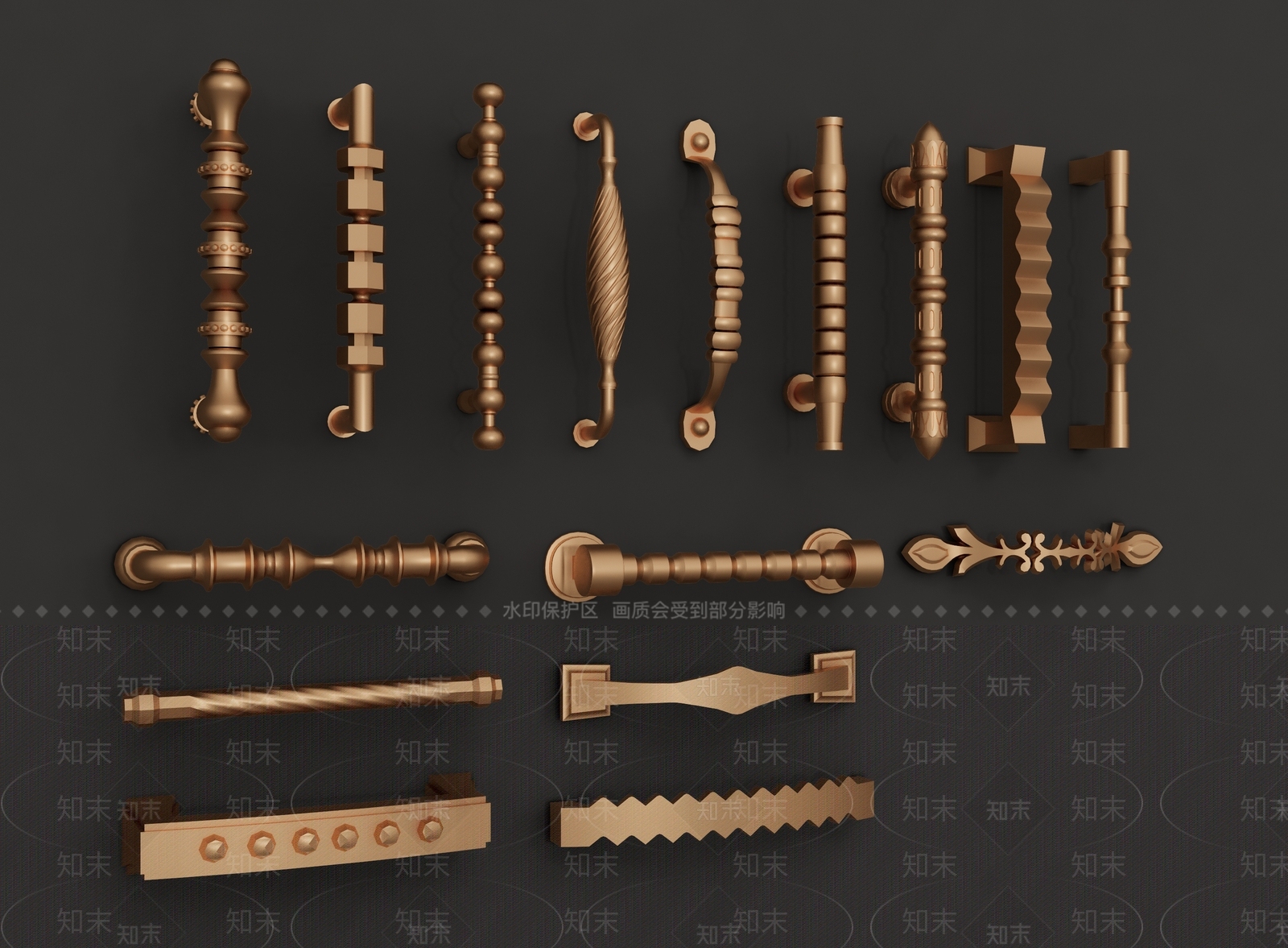 欧式古典门把手SU模型下载【ID:1134709713】