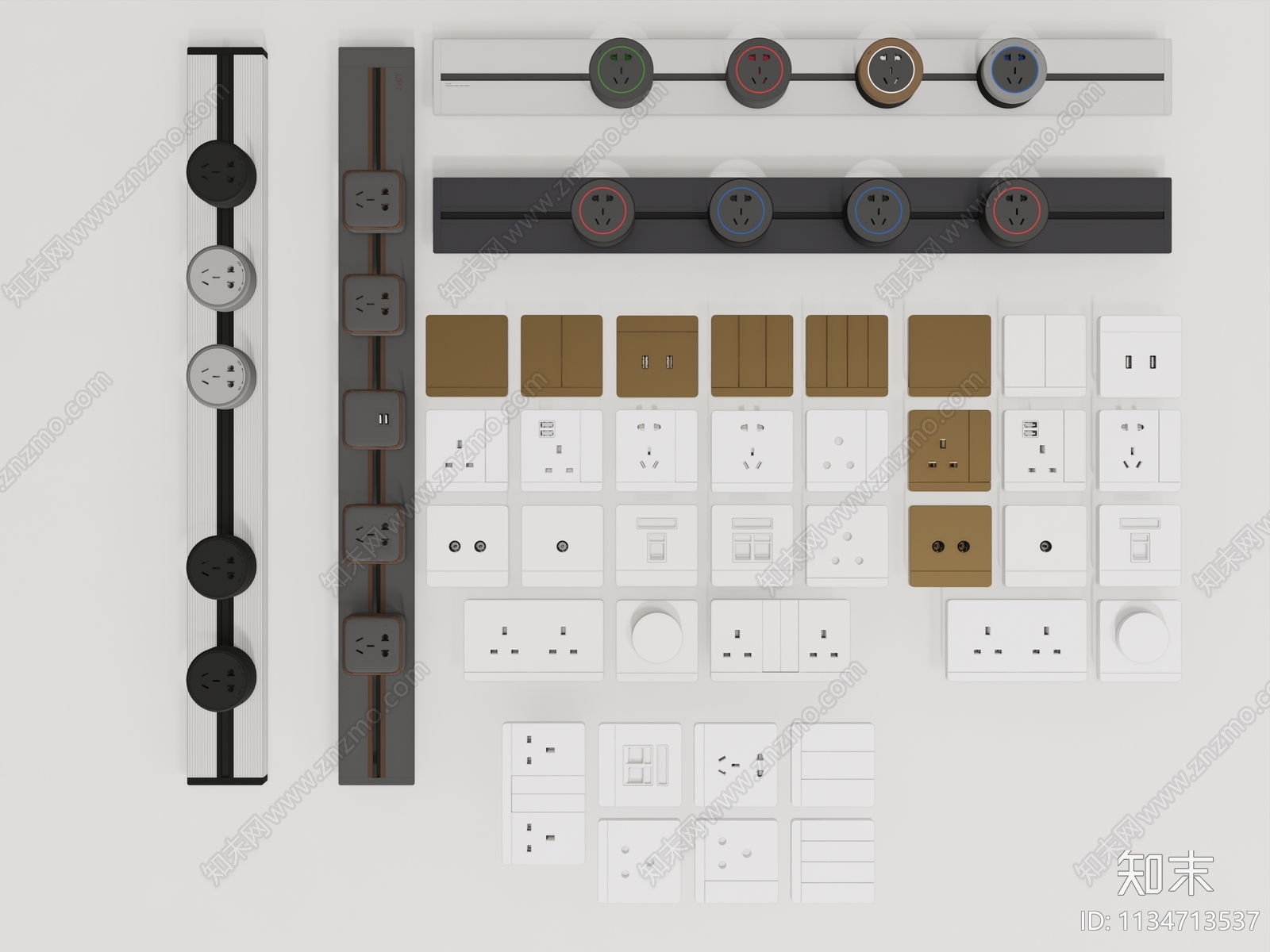 现代开关插座组合SU模型下载【ID:1134713537】