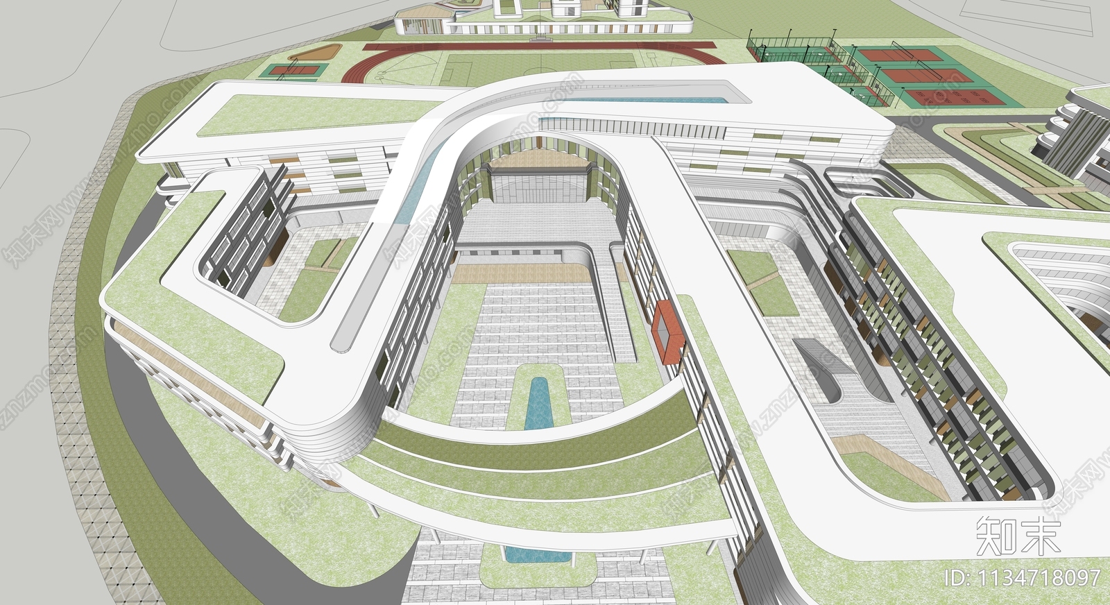 现代风格幼儿园学校SU模型下载【ID:1134718097】