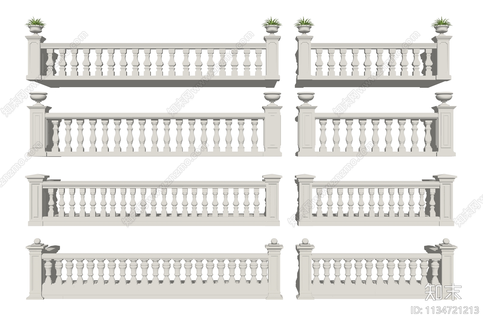 欧式大理石栏杆SU模型下载【ID:1134721213】