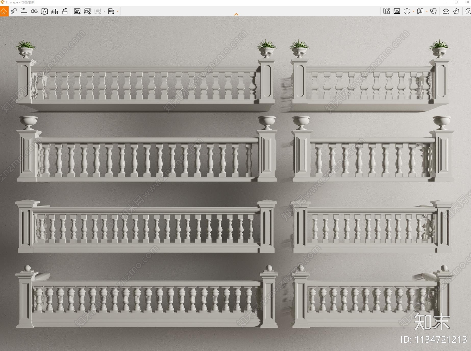欧式大理石栏杆SU模型下载【ID:1134721213】