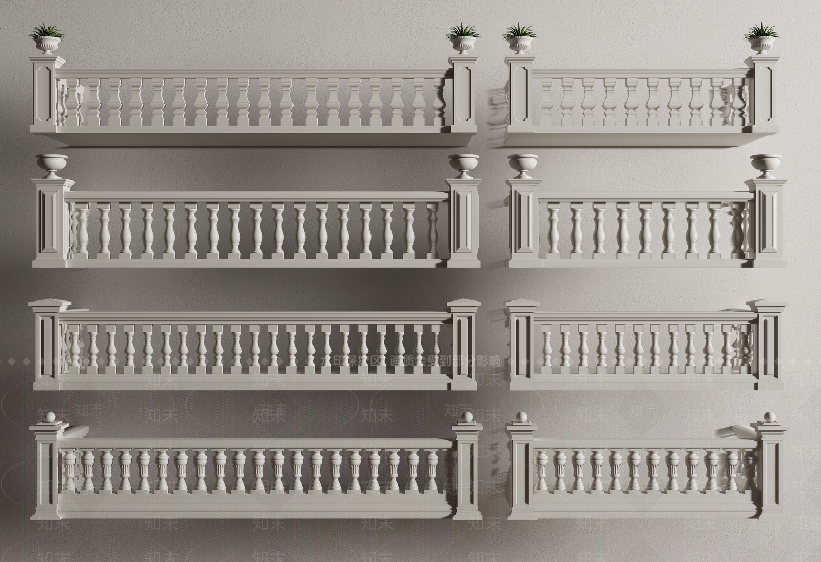 简欧大理石栏杆3D模型下载【ID:1134721985】