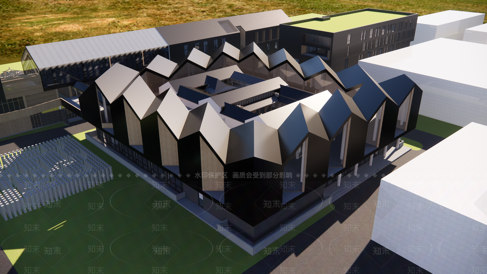 现代展览馆建筑SU模型下载【ID:1134724289】