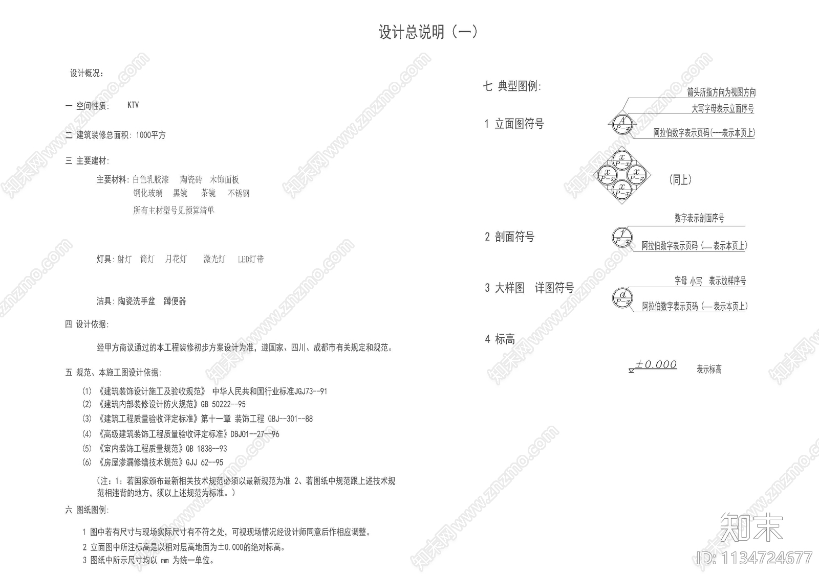 KTV图纸目录设计说明cad施工图下载【ID:1134724677】