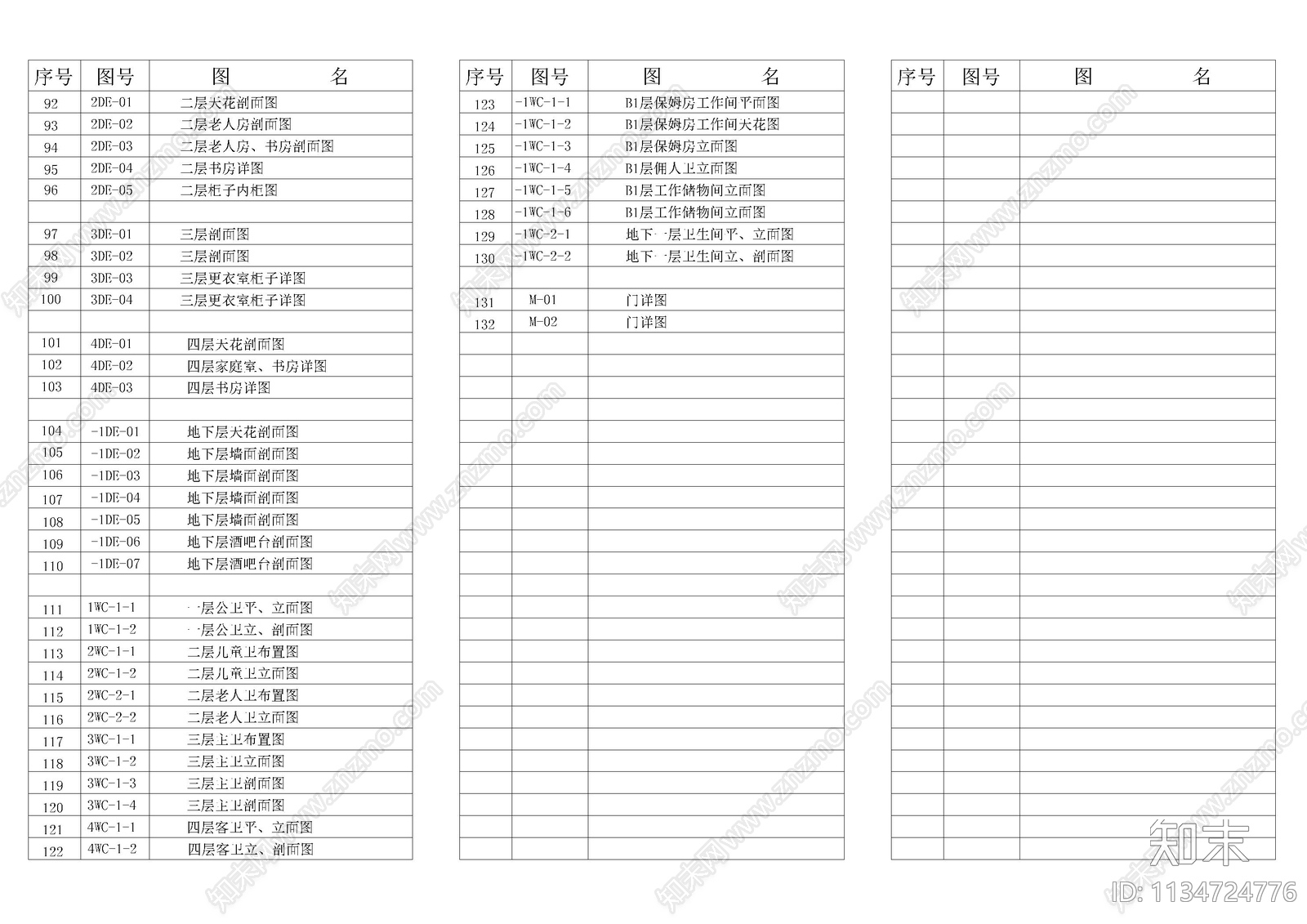 别墅项目目录设计说明材料表cad施工图下载【ID:1134724776】