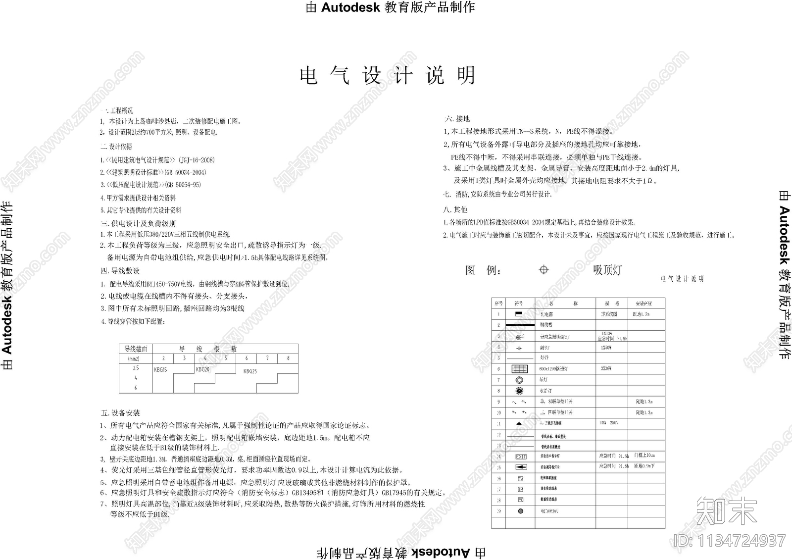 电气装修设计说明施工图下载【ID:1134724937】