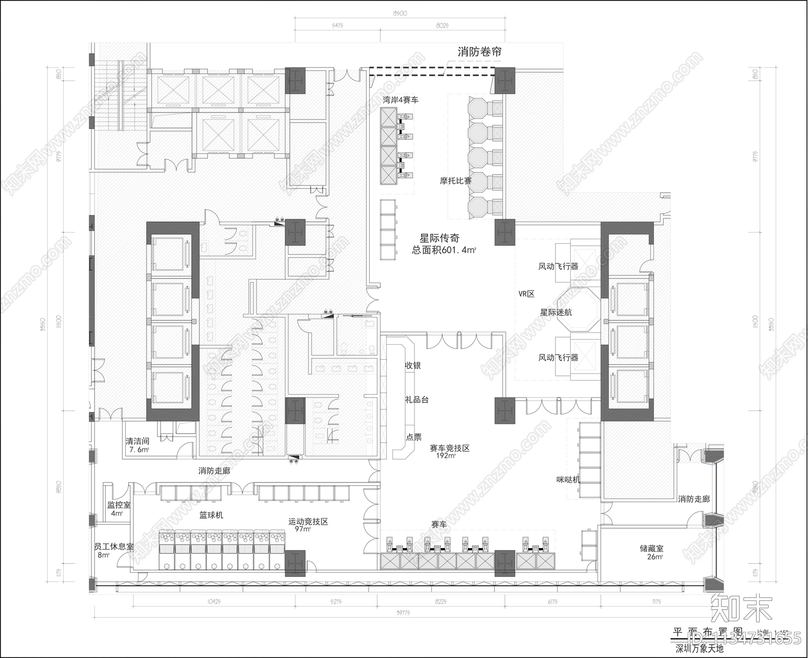 电玩城游戏厅平面布置图施工图下载【ID:1134731655】