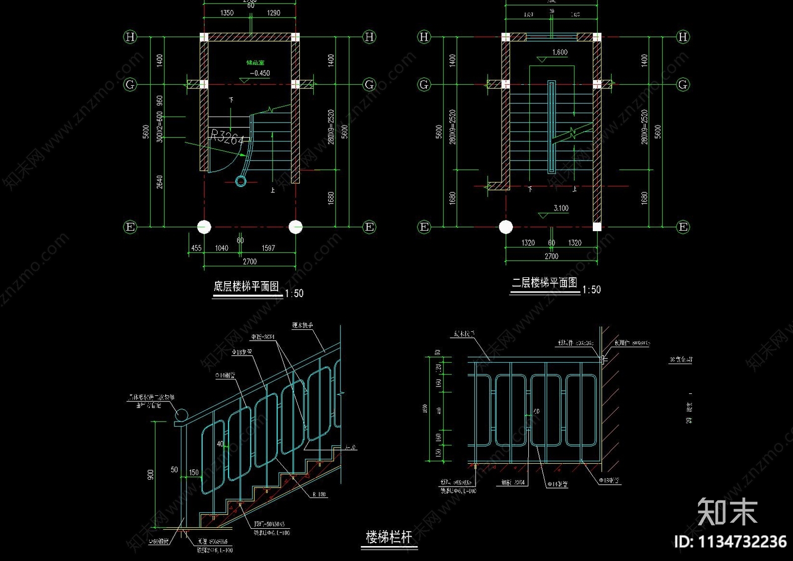 欧式三层独栋别墅建筑cad施工图下载【ID:1134732236】