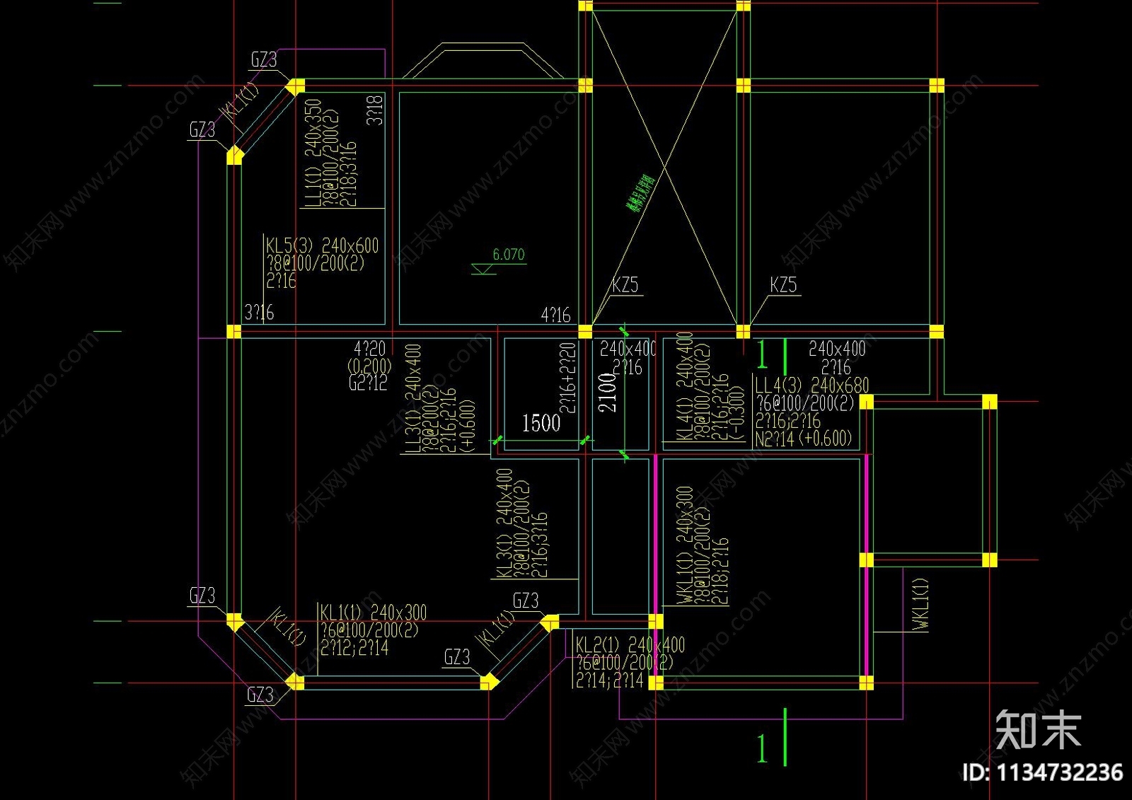 欧式三层独栋别墅建筑cad施工图下载【ID:1134732236】