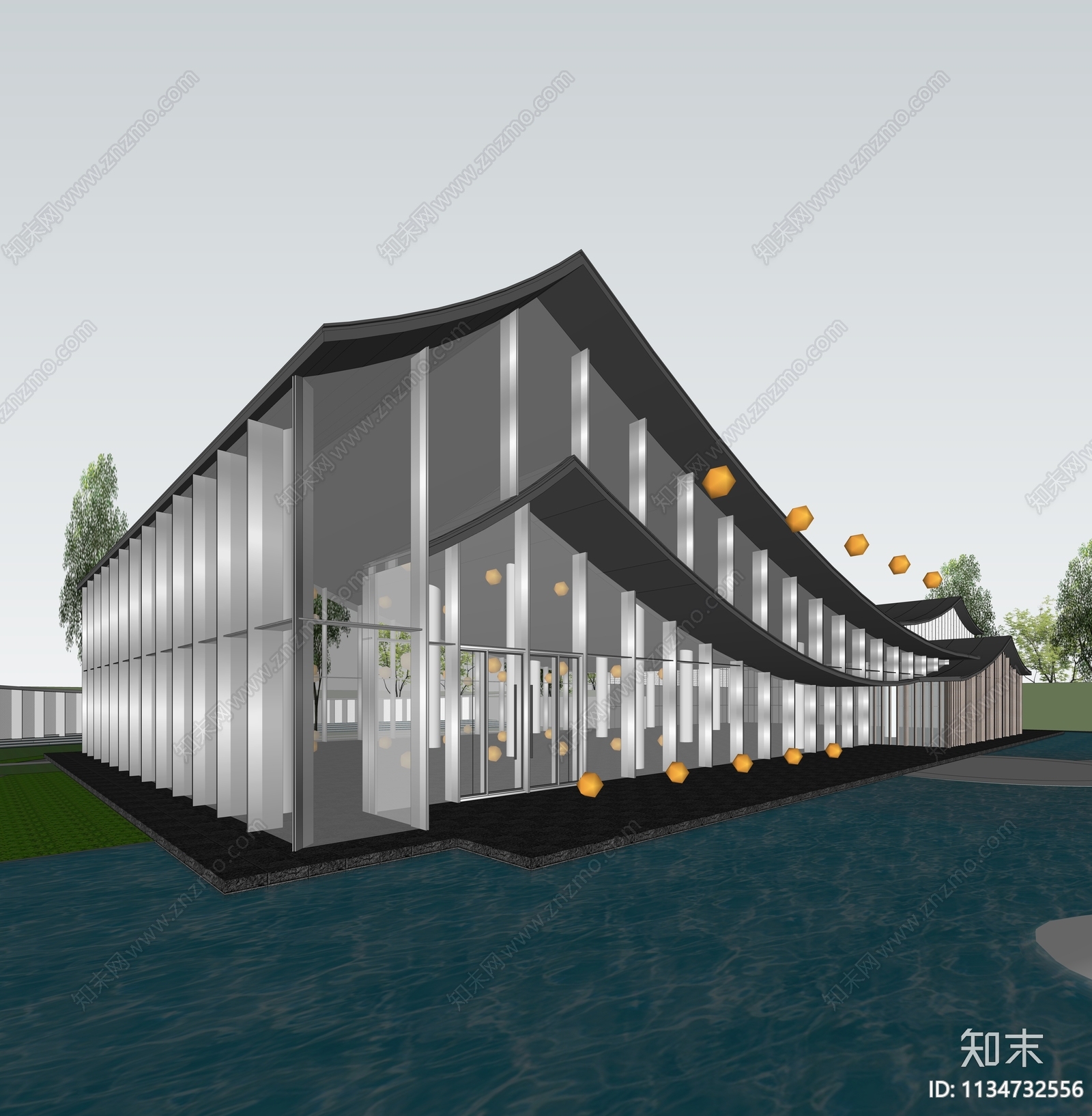 现代餐饮建筑SU模型下载【ID:1134732556】