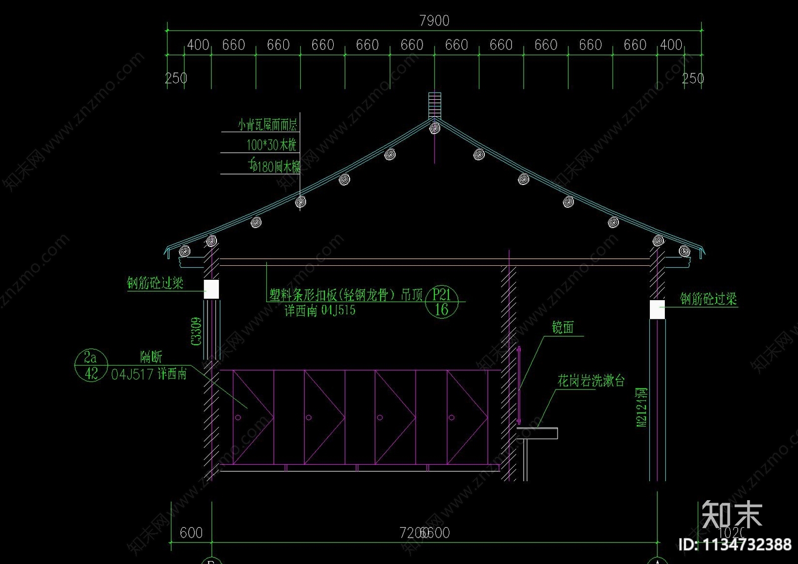 中式仿古建筑cad施工图下载【ID:1134732388】