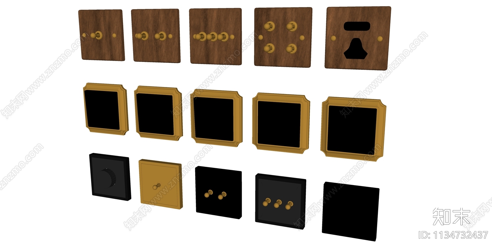 新中式开关插座组合SU模型下载【ID:1134732437】