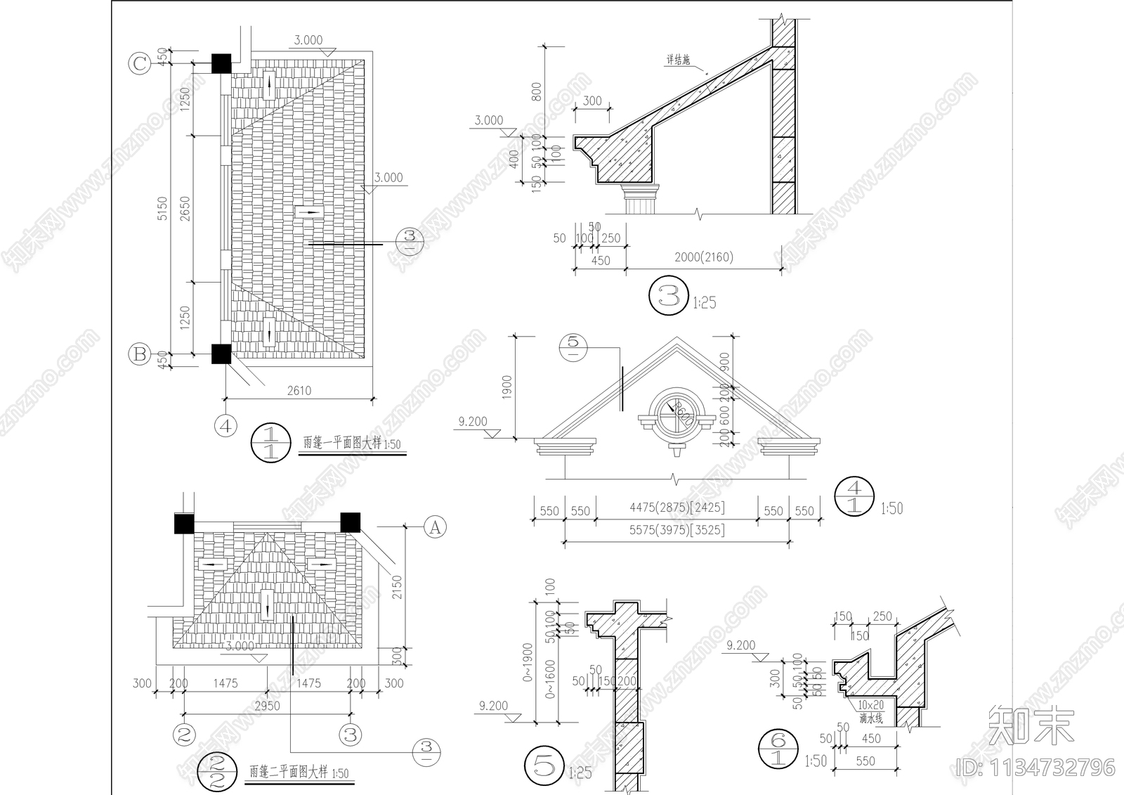 农村自建三层欧式别墅建筑cad施工图下载【ID:1134732796】