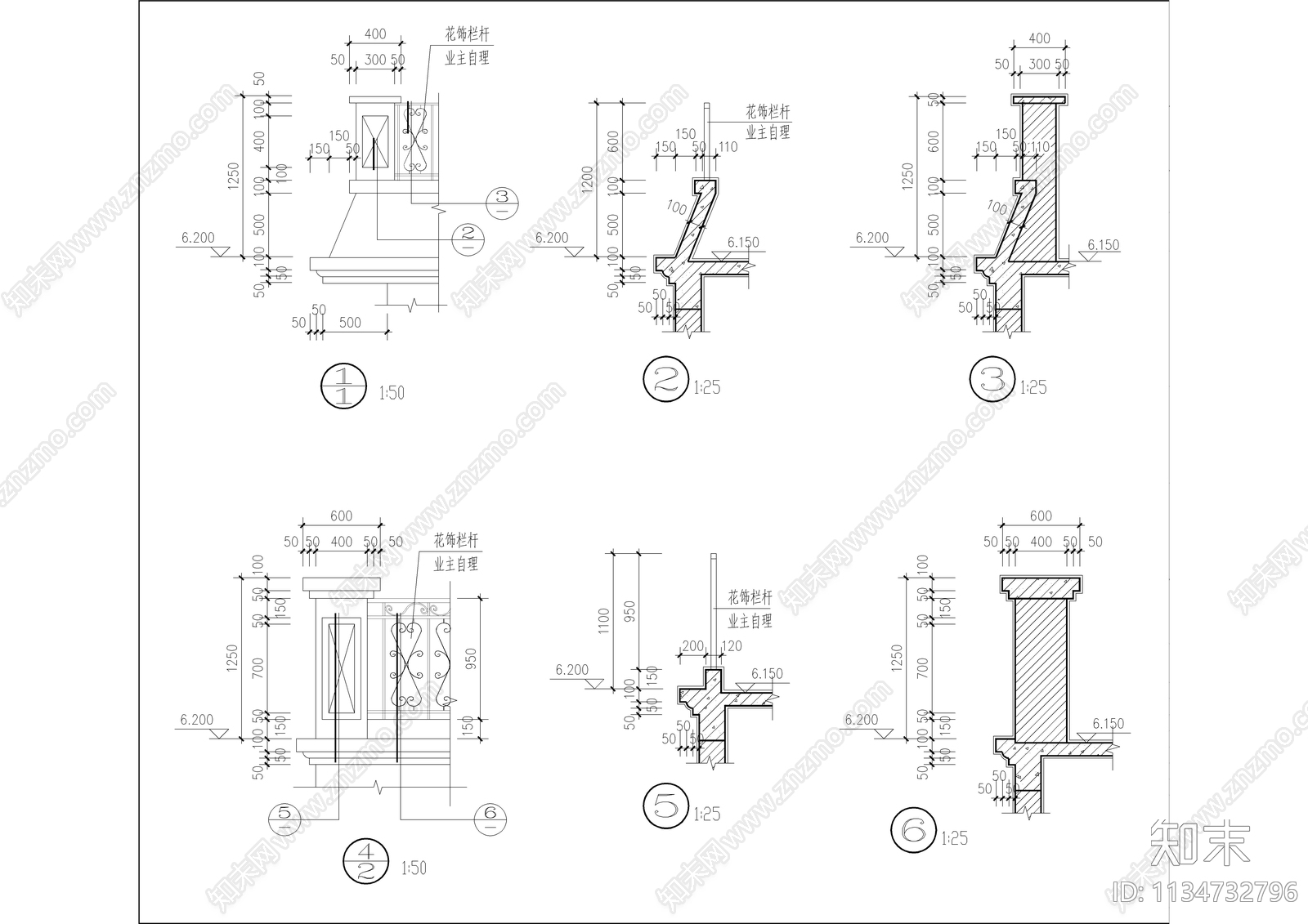 农村自建三层欧式别墅建筑cad施工图下载【ID:1134732796】