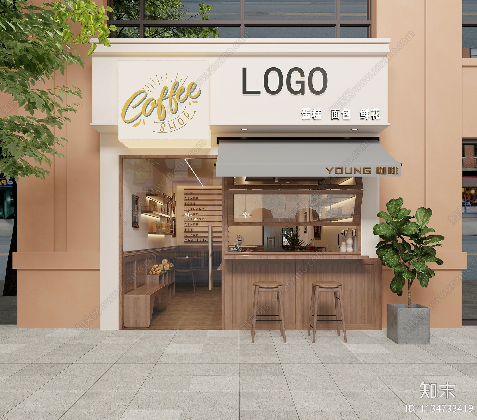 北欧复古风蛋糕店3D模型下载【ID:1134733419】