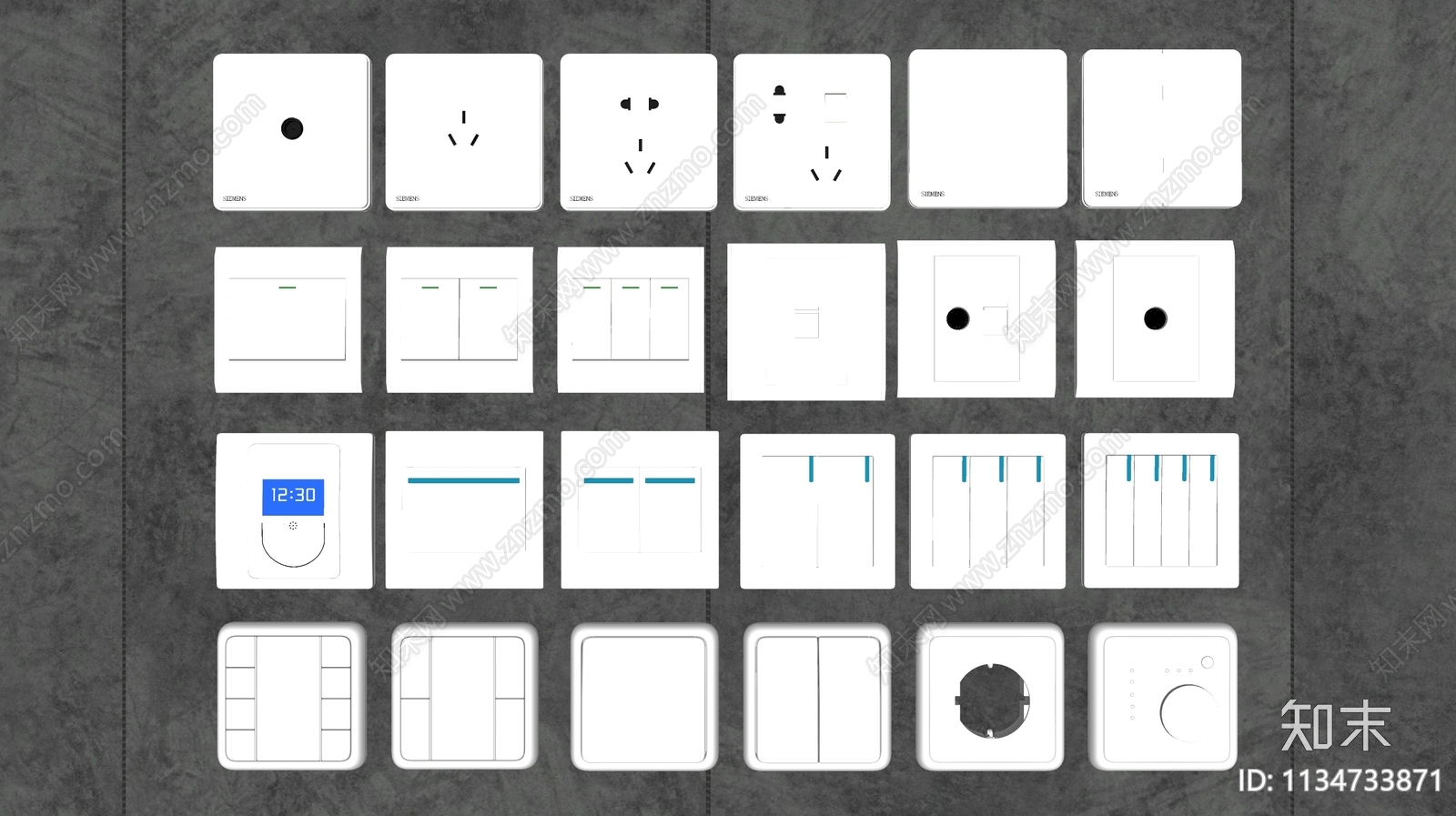 现代开关插座组合SU模型下载【ID:1134733871】