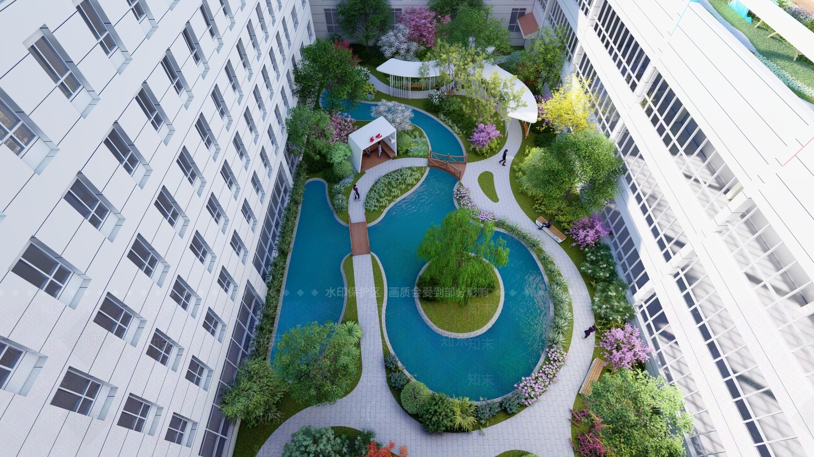 现代小区景观SU模型下载【ID:1136995351】