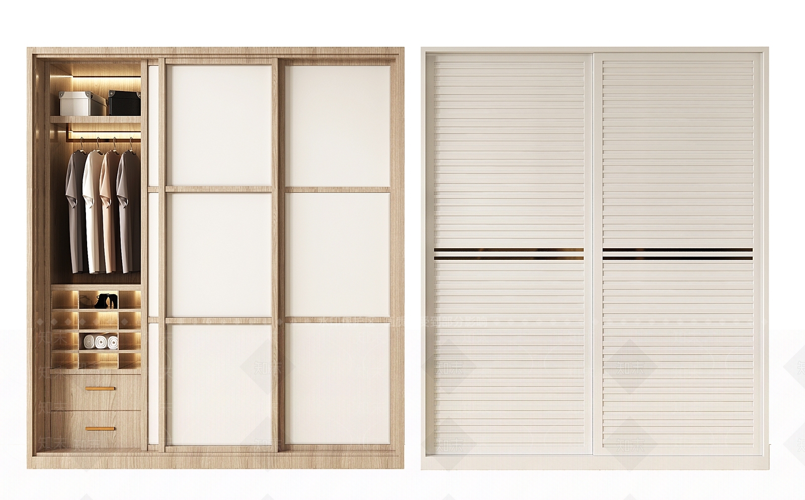 现代推拉门衣柜SU模型下载【ID:1134736811】