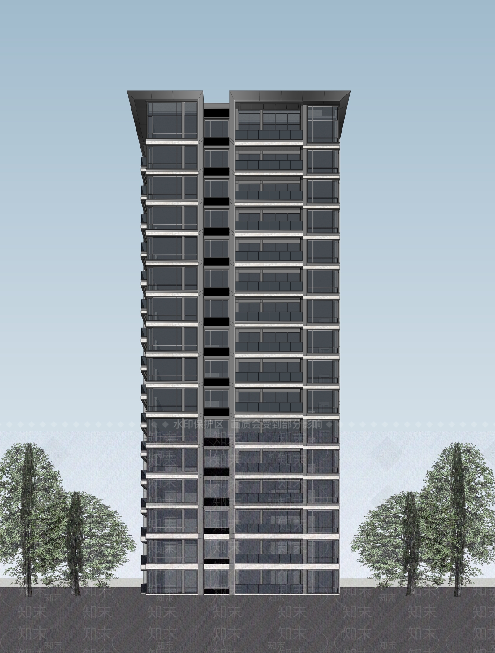 现代高层住宅SU模型下载【ID:1134737009】