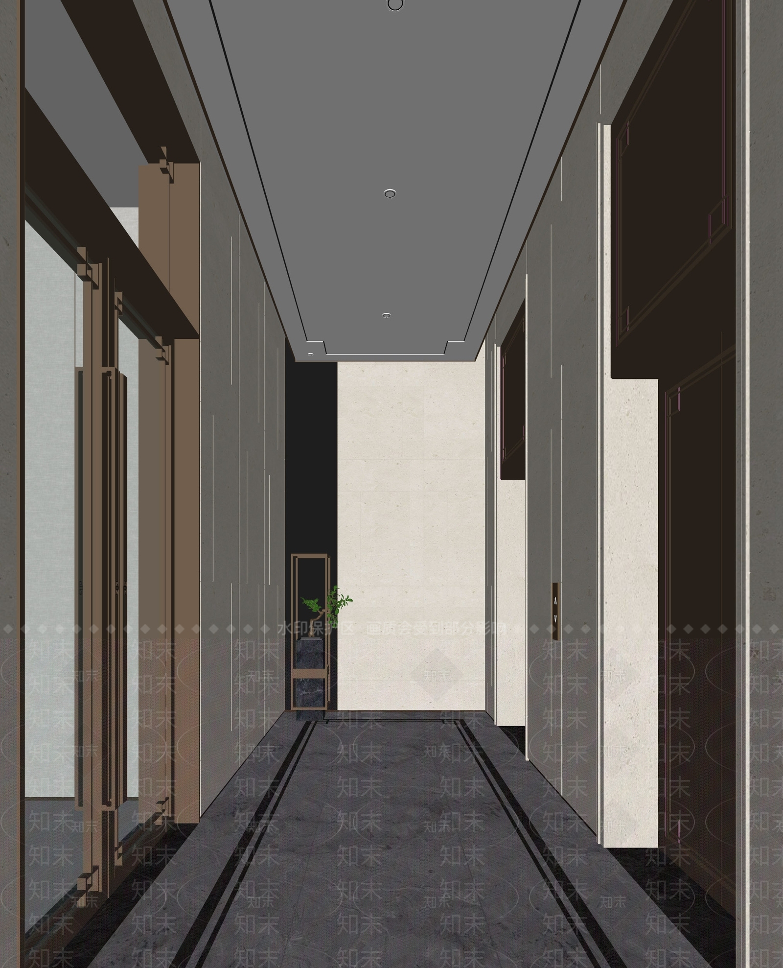 新中式电梯厅SU模型下载【ID:1134737732】