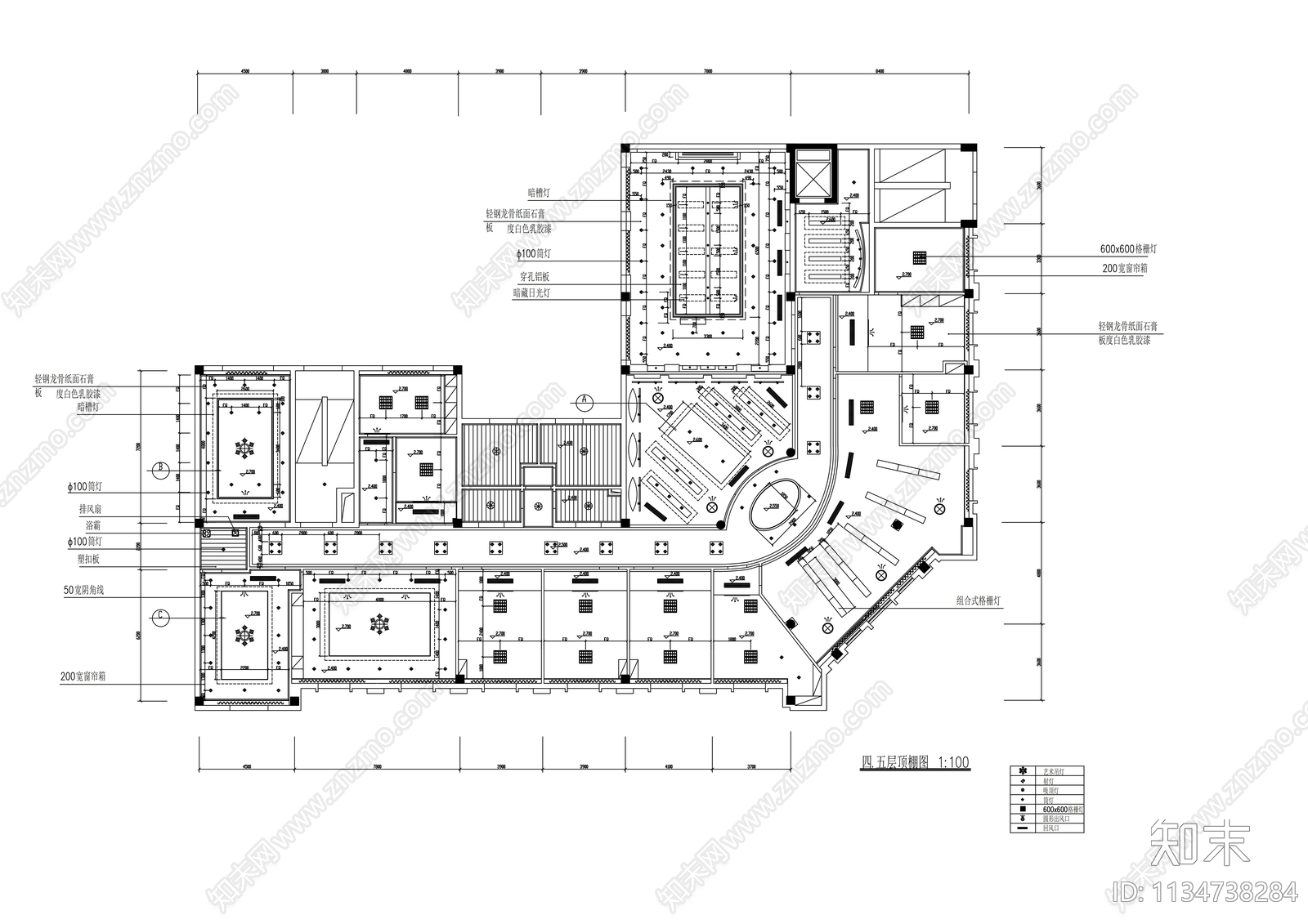 房地产公司办公空间cad施工图下载【ID:1134738284】