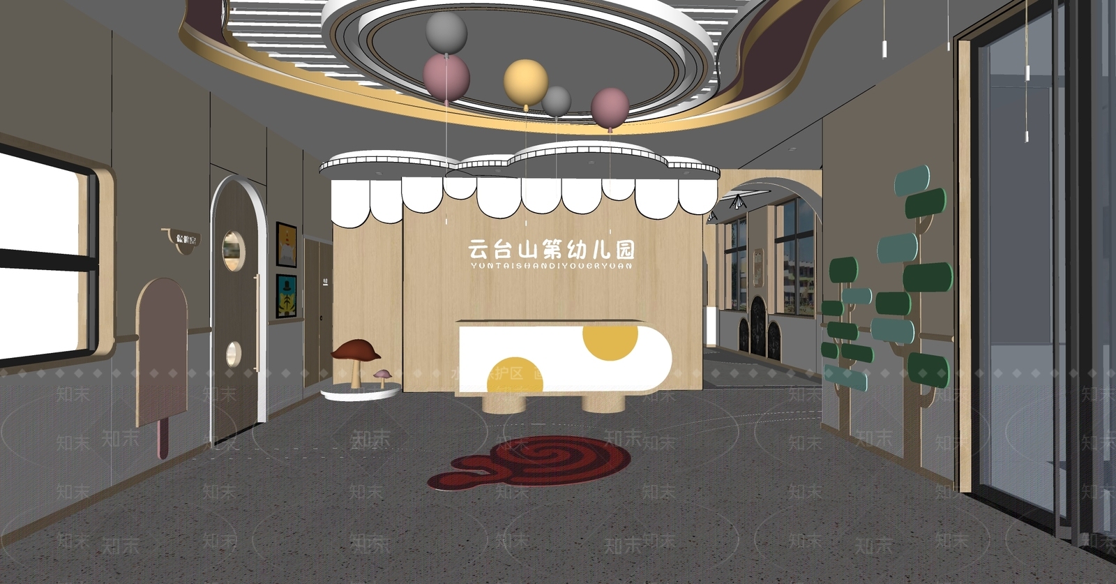 现代幼儿园大厅SU模型下载【ID:1134740704】