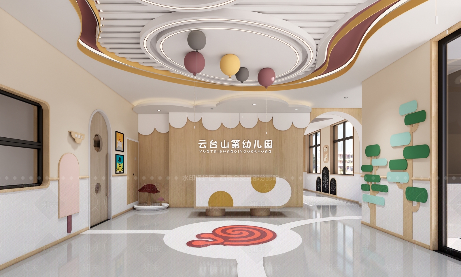 现代幼儿园大厅SU模型下载【ID:1134740704】